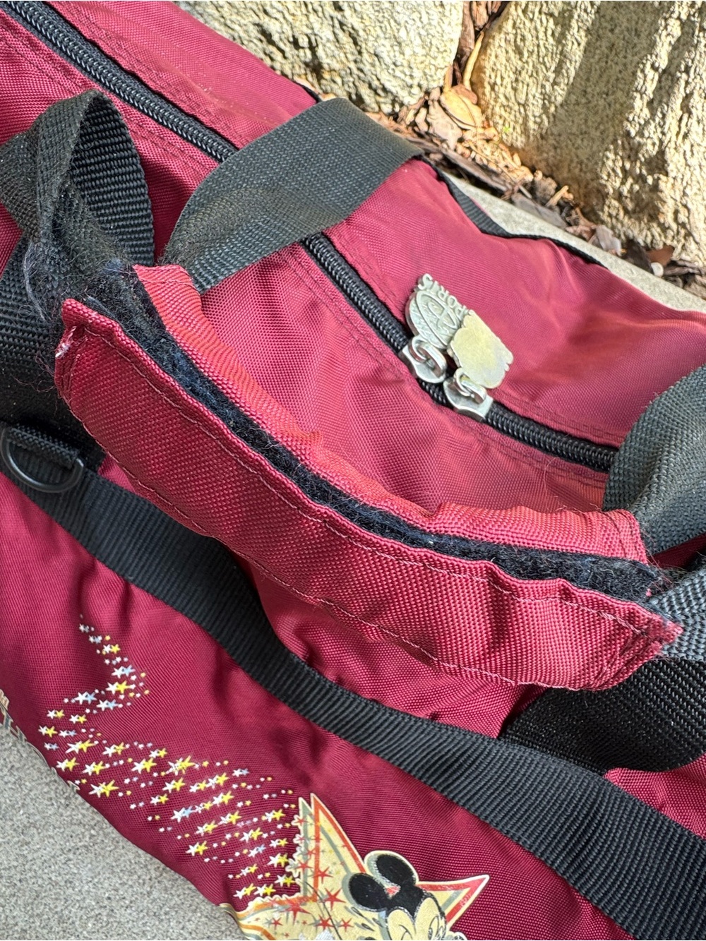 Disney Vintage Marathon Burgundy Duffel Bag with Mickey Graphic - Picture 9 of 9